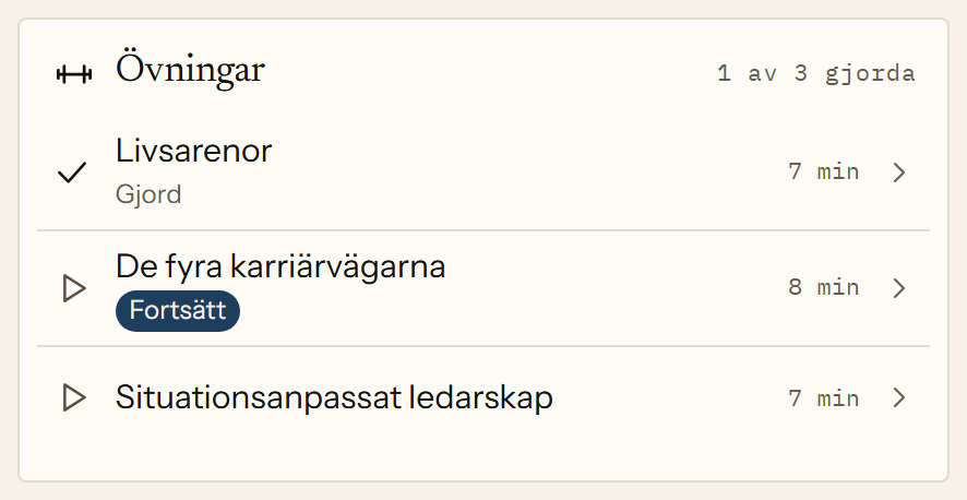 Övningarna till ett tema i appen: tre korta filmer med Jan Petrus, på sju till åtta minuter vardera. Den första är klar, den andra är påbörjad.